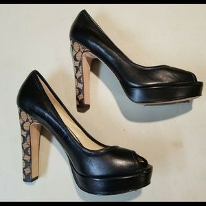 Coach Breanna Leather Peep-Toe Heel